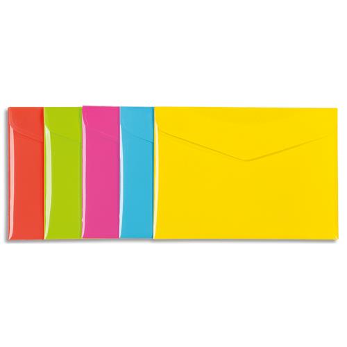 VIQUEL Chemise enveloppe HAPPY FLUO en polypropylène 2/10ème. Format 25 x 18 cm. Coloris assortis