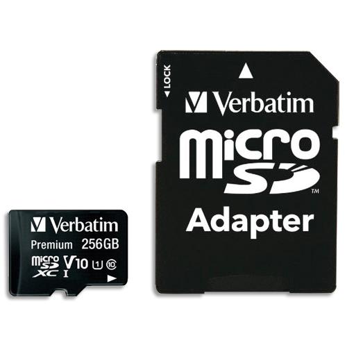 VERBATIM Carte micro SDXC 256Go + adaptateur 44087 (dont eco-taxe de 0,10 €) (dont taxe copie privée de 4,00 €)