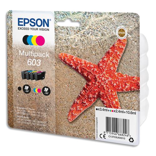 EPSON Multipack Jet d'Encre 4 couleurs 603 (T03U6) C13T03U64010 (dont eco-taxe de 0,02 €)