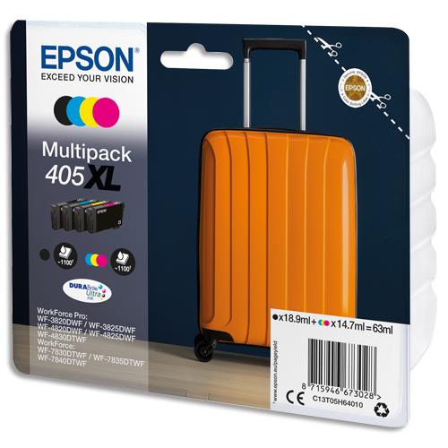 EPSON Multipack Jet d'Encre 4 couleurs 405XL (T05H6) C13T05H64010 (dont eco-taxe de 0,02 €)