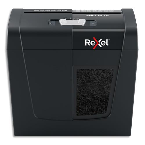 REXEL Destructeur de documents Secure X6 P-4, coupe croisée, 4x40mm, 6 feuilles, 10 litres, 2020122EU (dont eco-taxe de 0,42 €)