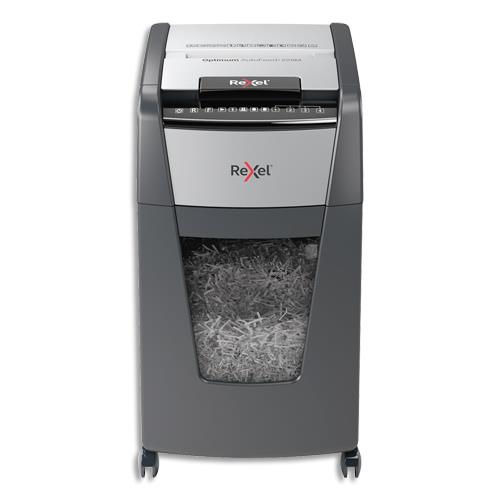 REXEL Destructeur de documents Optimum Auto+ 225M P-5, coupe micro, 2x15mm, 225 feuilles, 60 L 2020225MEU (dont eco-taxe de 2,50 €)