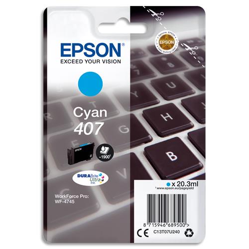 EPSON Cartouche Jet d'Encre Cyan L ''Clavier'' WF-4745 Series (T07U2) - C13T07U240 (dont eco-taxe de 0,02 €)