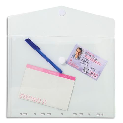 EXACOMPTA Sachet de 5 pochettes-enveloppes scratch perforées en polypropylène 2/10e. Coloris incolore