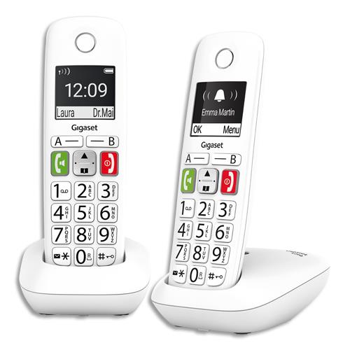 GIGASET Téléphone sans fil E290 Duo Blanc S30852-H2901-N102 sans répondeur (dont eco-taxe de 0,08 €)