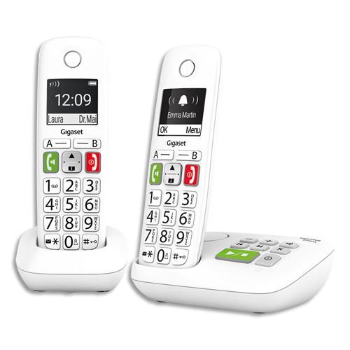 GIGASET Téléphone sans fil E290 Duo Blanc avec répondeur L36852-H2921-N102 avec répondeur (dont eco-taxe de 0,08 €)