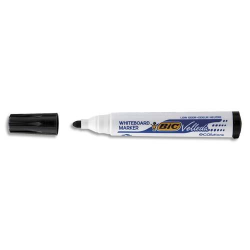 BIC Velleda 1701 ECOlutions Feutres pour Tableau Blanc Effaçables à Sec à Pointe Conique Moyenne - Noir