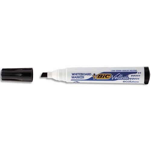 BIC Velleda 1751 ECOlutions Feutres pour Tableau Blanc Effaçables à Sec à Pointe Moyenne Biseautée - Noir
