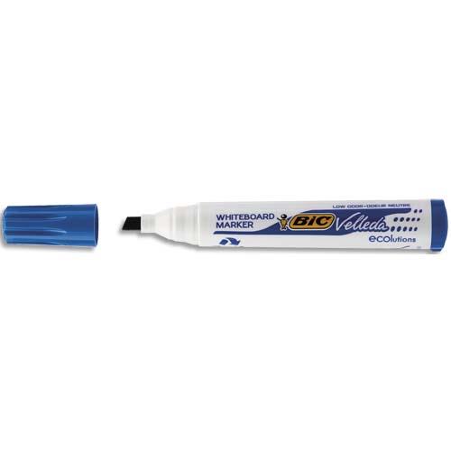 BIC Velleda 1751 ECOlutions Feutres pour Tableau Blanc Effaçables à Sec à Pointe Moyenne Biseautée - Bleu