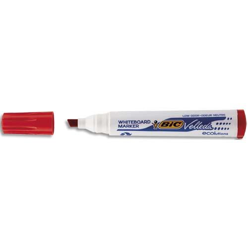 BIC Velleda 1751 ECOlutions Feutres pour Tableau Blanc Effaçables à Sec Pointe Moyenne Biseautée - Rouge