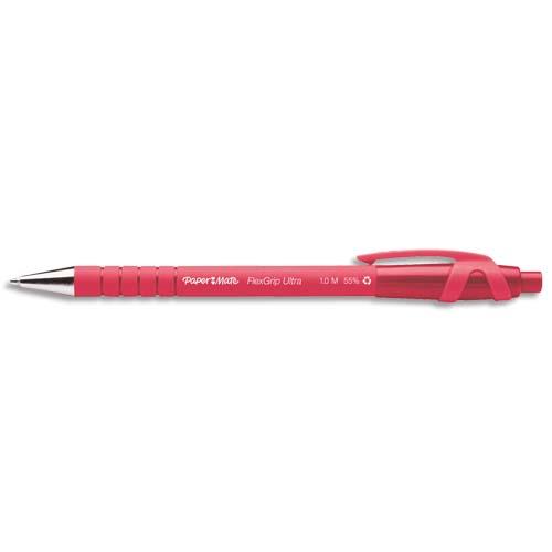 PAPERMATE Stylo bille Flexgrip pointe moyenne rétractable encre Rouge corps caoutchouc