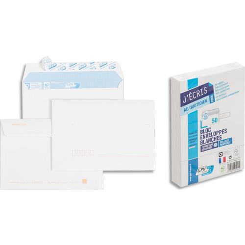 GPV Bloc de 50 enveloppes post bloc 90 grammes format 114x162 mm NF