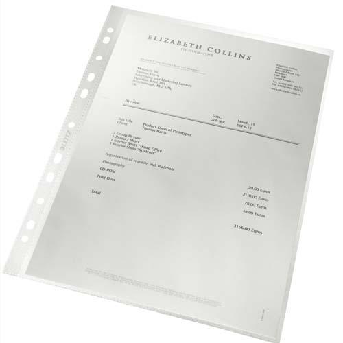 LEITZ Boîte de 100 pochettes perforées Leitz Recycle, A4, coloris transparent 47911103