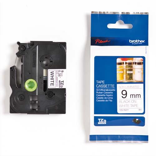 [520560] BROTHER Ruban Noir/Blanc non laminé 9MM TZEN221 pour P-TOUCH 200/210/220/300/310/340/350/540/550//1200/18