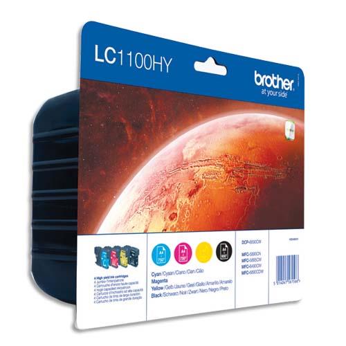 [576878] BROTHER Pack de 4 couleurs Jet d'encre HC LC1100HYVALBP (dont eco-taxe de 0,05 €)
