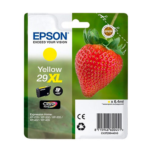 [138219] EPSON Cartouche Jet d'Encre Claria Home Jaune XL ''Fraise'' 29 (T2994) - C13T29944012 (dont eco-taxe de 0,01 €)