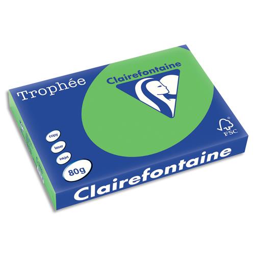 [732190] CLAIREFONTAINE Ramette de 500 feuilles papier couleur TROPHEE 80 grammes format A3 Vert menthe 1885
