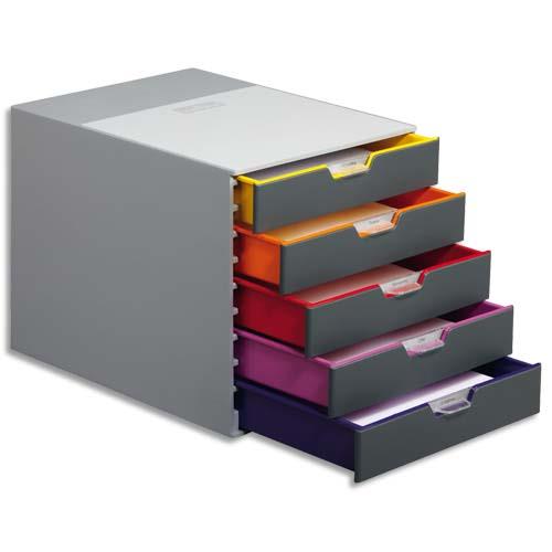 [141925] DURABLE Module de classement Varicolor 5 tiroirs, ABS Multicouleurs. L29,2 x H28 x P35,6 cm