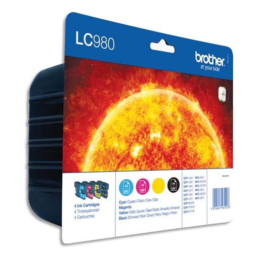 [878635] BROTHER Value Pack Jet d'encre N/C/M/J LC980VALBP (dont eco-taxe de 0,05 €)