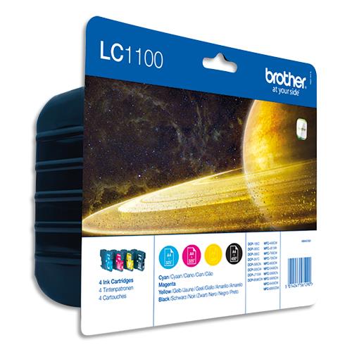 [878677] BROTHER Value Pack Jet d'encre N/C/M/J LC1100VB1P (dont eco-taxe de 0,05 €)