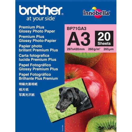 [878740] BROTHER pack de 20 feuilles de papier photo A3 BP71GA3