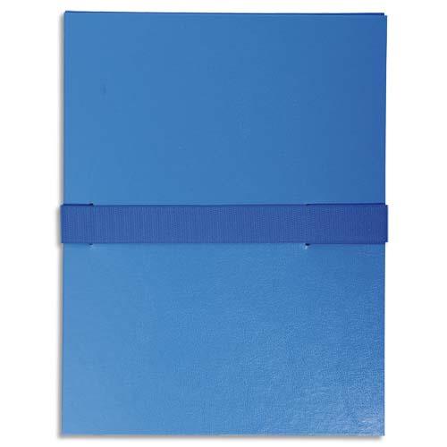[143786] EXACOMPTA Chemise extensible en balacron. Rabat en pied, fermeture par sangle scratch. Coloris Bleu