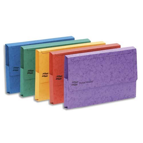 [143868] EXACOMPTA Boîte 25 chemises à poche en carte lustrée 225g. Pour format A3. Coloris assortis vifs