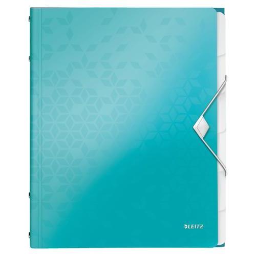[449077] LEITZ Trieur 6 touches WOW en polypropylène. Fermeture élastique 3 rabats. Coloris Menthe