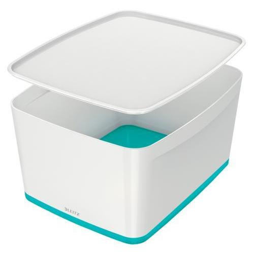 [449104] LEITZ Boîte MYBOX medium avec couvercle en ABS. Coloris Blanc fond Menthe