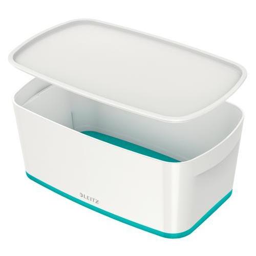 [449112] LEITZ Boîte MYBOX small avec couvercle en ABS. Coloris Blanc fond Menthe