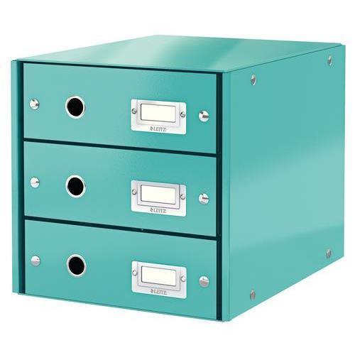 [449153] LEITZ Module de classement 3 tiroirs WOW en carton recouvert de polypropylène. Coloris Menthe