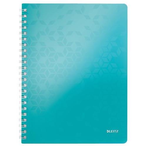 [450200] LEITZ Cahier spiralé WOW 21x29,7cm, 160 pages lignées. Couverture souple polypropylène. Coloris Menthe