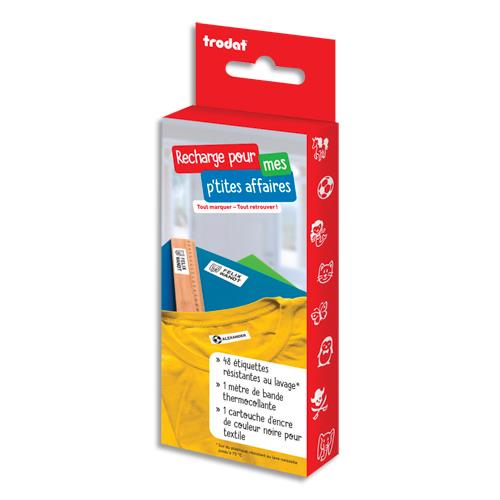 [450546] TRODAT Kit recharge Je marque mes affaires inclus K7 encre noire, 48 étiquettes, 1 m bande thermocollante