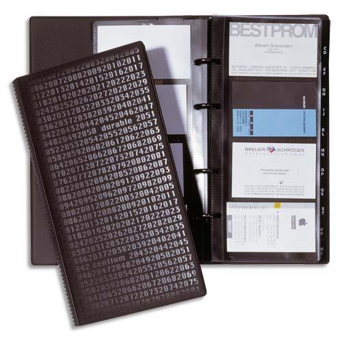 [175740] DURABLE Porte-cartes Visifix Centium pour 200 cartes de visite - 12 touches A-Z - L145 x H255 mm - Noir