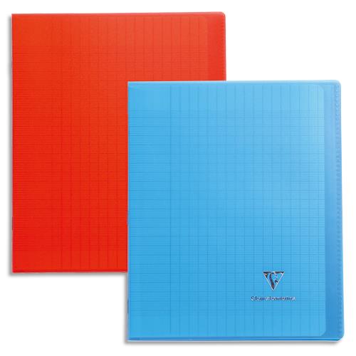 [177048] CLAIREFONTAINE Cahier piqûre 48 pages 24x32cm Seyès - Couvertures transparentes assorties