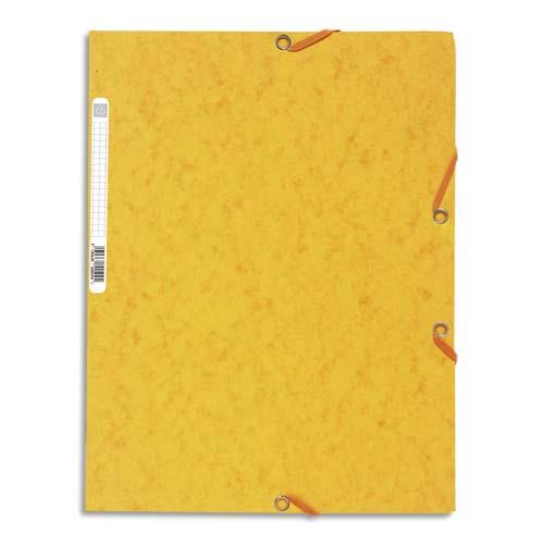 [185909] EXACOMPTA Chemise 3 rabats et élastique, en carte lustrée 5/10e, 400gr. Format 24x32cm. Coloris Jaune.