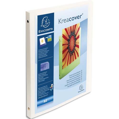 [013357] EXACOMPTA Classeur personnalisable KREACOVER en polypropylène, 4 anneaux 15mm, pour A4, coloris Blanc