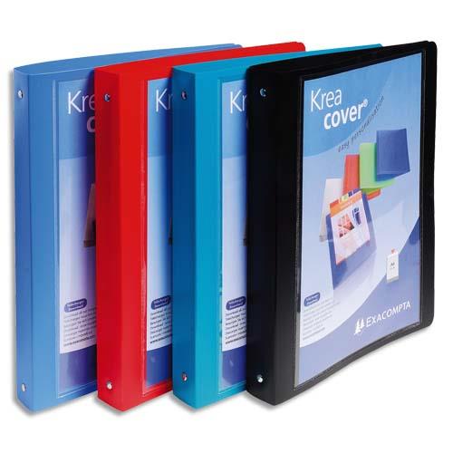 [013446] EXACOMPTA Classeur personnalisable KREACOVER en polypropylène, 4 anneaux 30mm, pour A4+ coloris Assortis