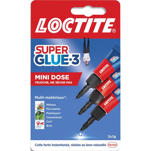 [208618] SUPER GLUE Blister de 3 colles Cyanoacrylates SUPERGLUE-3P Liquide Universal Tube 1g