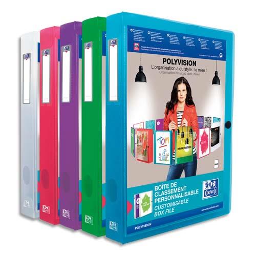 [032118] OXFORD Boîte de classement Polyvision 24 x 32 cm dos 40 mm en PP translucide assorti