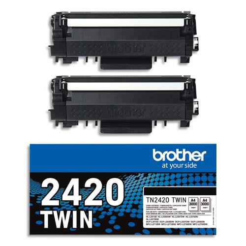 [457523] BROTHER Pack de 2 cartouches toner noir TN2420TWIN (dont eco-taxe de 0,10 €)