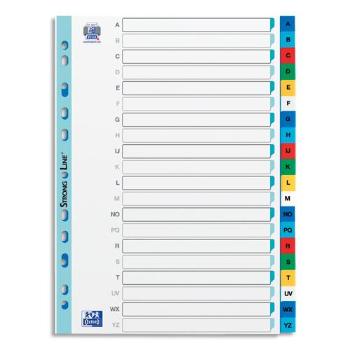 [032312] OXFORD Intercalaire alphabétique 20 positions en polypropylène 12/100e. Format A4. Coloris assortis