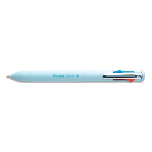 [458699] PENTEL Stylo bille 4 couleurs iZee 1 mm, encre à faible viscosité, corps mat vert menthe. Rechargeable