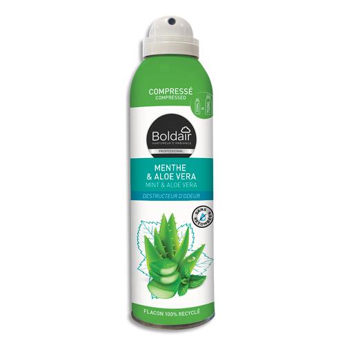 [459168] BOLDAIR Aérosol compressé de 250 ml destructeur d'odeurs superficie de 20 m² menthe aloé vera.