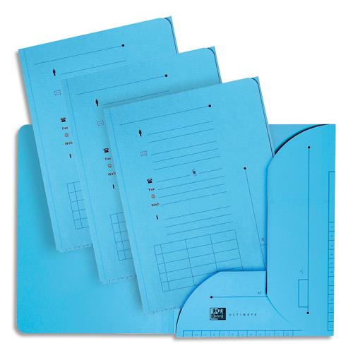 [033414] OXFORD Paquet de 25 chemises HV ULTIMATE 2 rabats. En kraft 240g. Pour format A4. Coloris Bleu vif