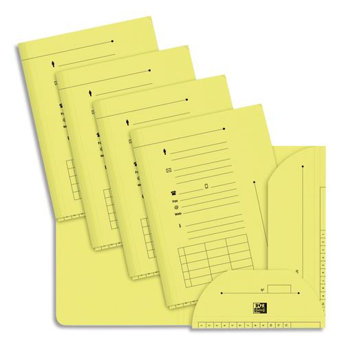 [033422] OXFORD Paquet de 25 chemises HV ULTIMATE 2 rabats. En kraft 240g. Pour format A4. Coloris Jaune pastel
