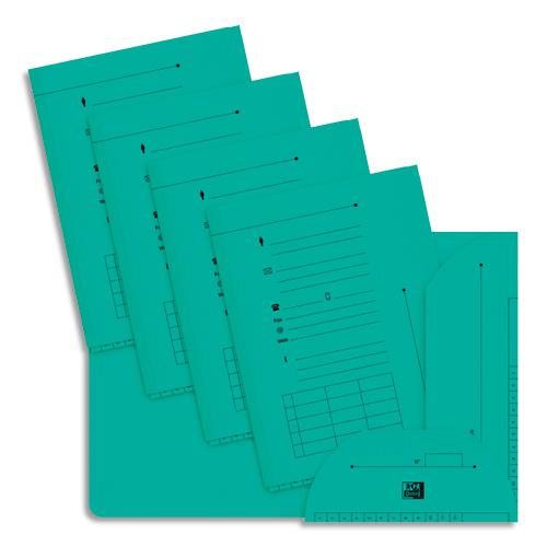 [033503] OXFORD Paquet de 25 chemises HV ULTIMATE 2 rabats. En kraft 240g. Pour format A4. Coloris vert pastel