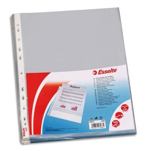 [036671] ESSELTE Sachet de 100 pochettes perforées A4 polypropylène lisse 7.5/100e incolore