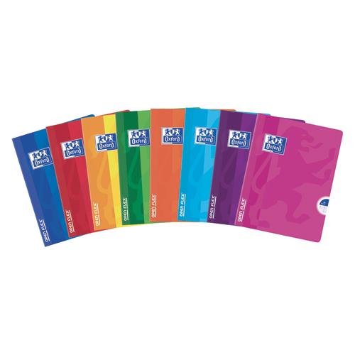 [017070] OXFORD Cahier piqûre OpenFlex 96 pages petit format 17 x 22 cm grands carreaux Seyès. Couverture polypro.