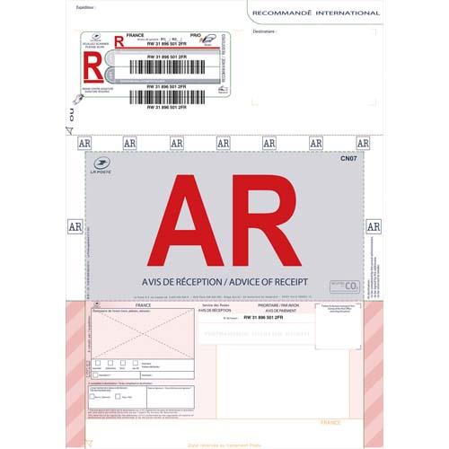 [250652] TECHMAY LOGETIQ Boîte de 250 imprimés recommandés avec AR international A4 IB1 3263